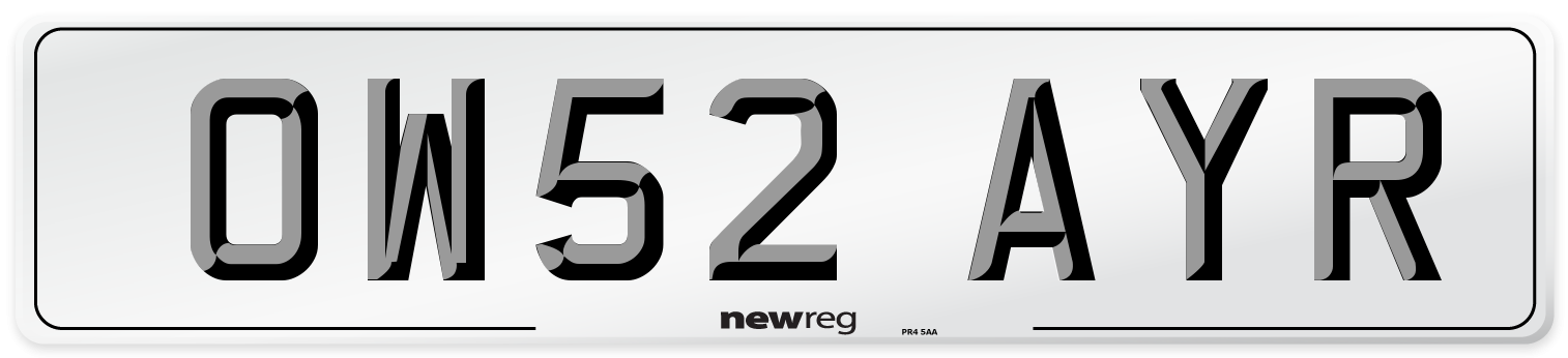 OW52 AYR Number Plate from New Reg